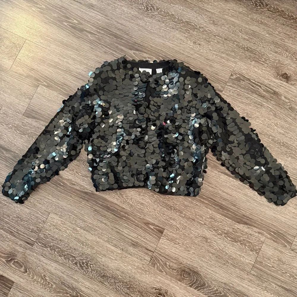 Express Tricot Vintage Large Sequin Disc Cardigan Jacket